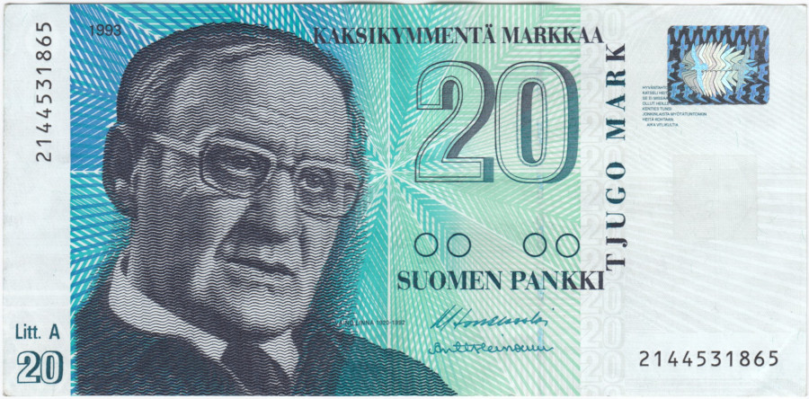 20 Markkaa 1993 Litt.A 2144531865